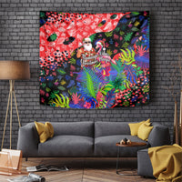 Christmas In July Flamingo Tapestry Magic Santa Claus Festive Tropical Hawaiian Beach Birds