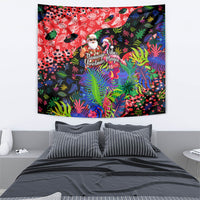 Christmas In July Flamingo Tapestry Magic Santa Claus Festive Tropical Hawaiian Beach Birds