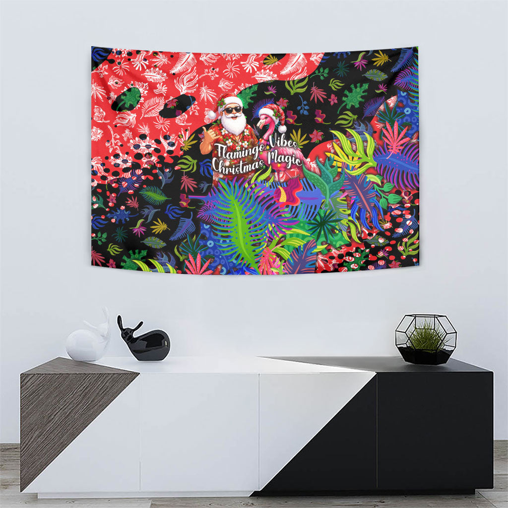 Christmas In July Flamingo Tapestry Magic Santa Claus Festive Tropical Hawaiian Beach Birds
