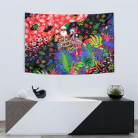 Christmas In July Flamingo Tapestry Magic Santa Claus Festive Tropical Hawaiian Beach Birds