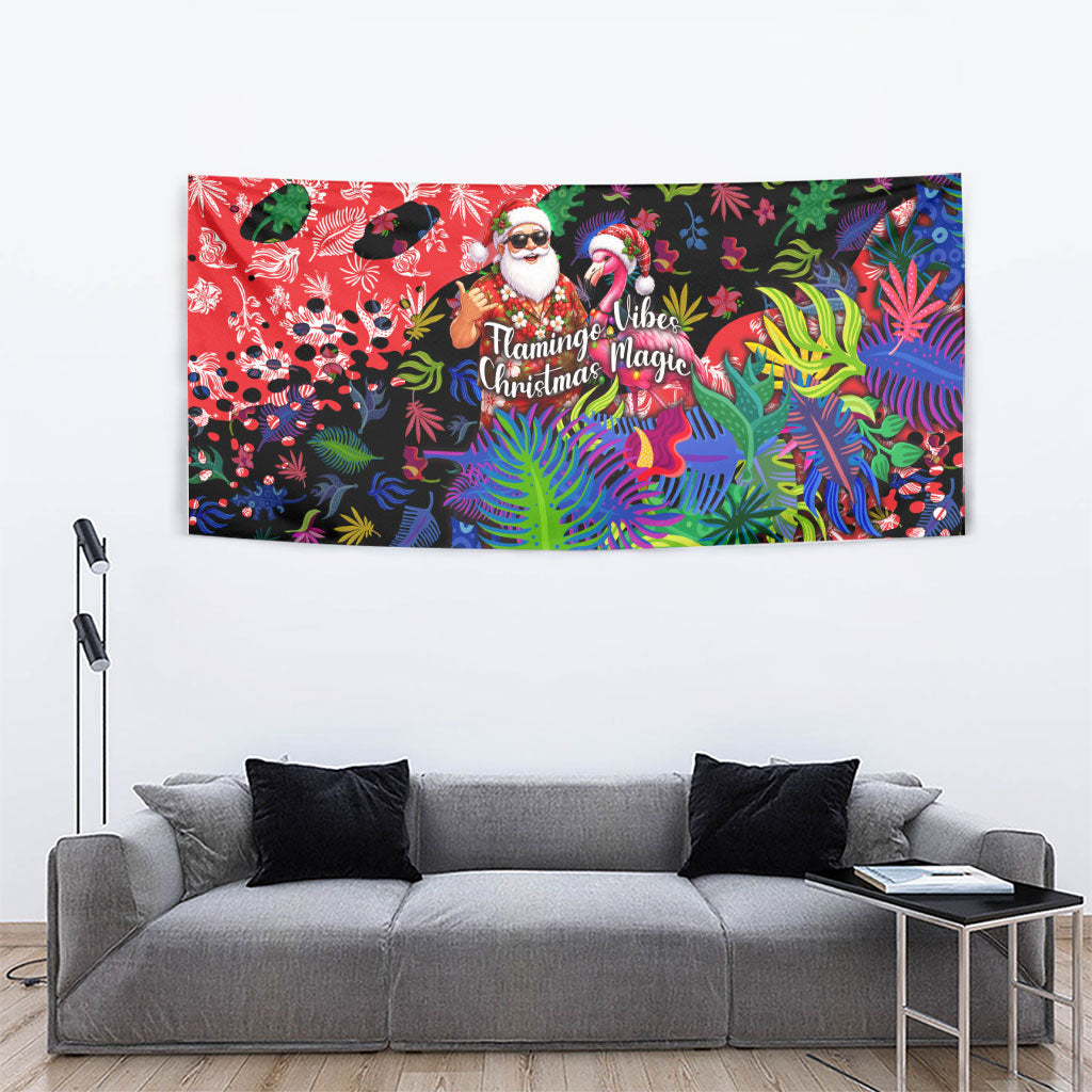 Christmas In July Flamingo Tapestry Magic Santa Claus Festive Tropical Hawaiian Beach Birds