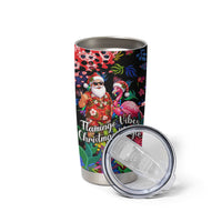 Christmas In July Flamingo Tumbler Cup Magic Santa Claus Festive Tropical Hawaiian Beach Birds