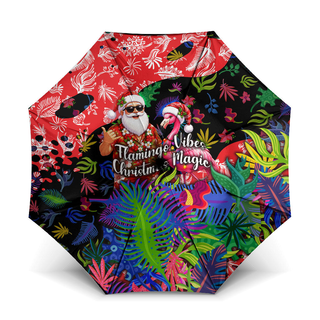Christmas In July Flamingo Umbrella Magic Santa Claus Festive Tropical Hawaiian Beach Birds