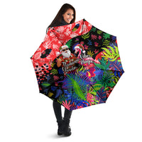 Christmas In July Flamingo Umbrella Magic Santa Claus Festive Tropical Hawaiian Beach Birds