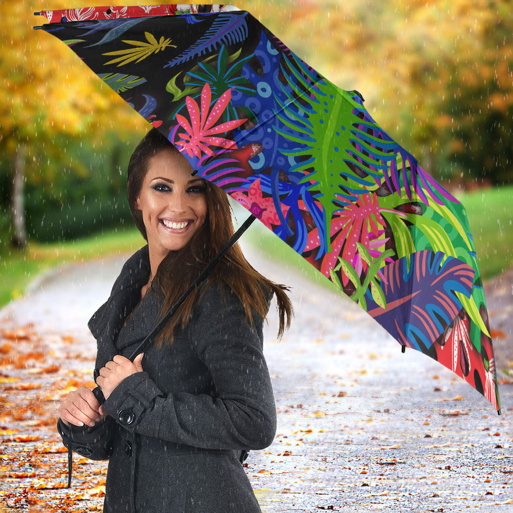 Christmas In July Flamingo Umbrella Magic Santa Claus Festive Tropical Hawaiian Beach Birds