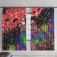 Christmas In July Flamingo Window Curtain Magic Santa Claus Festive Tropical Hawaiian Beach Birds
