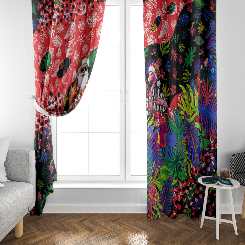 Christmas In July Flamingo Window Curtain Magic Santa Claus Festive Tropical Hawaiian Beach Birds