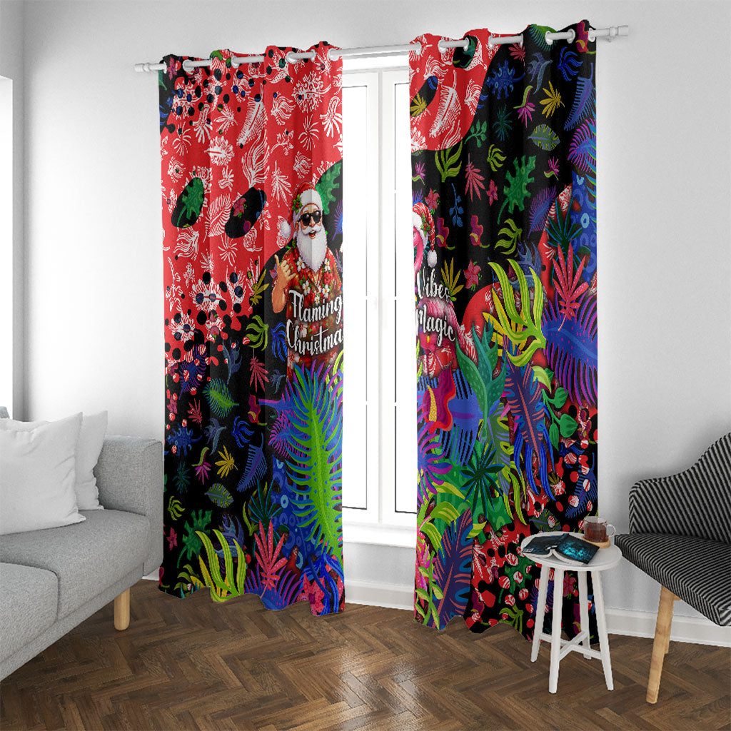 Christmas In July Flamingo Window Curtain Magic Santa Claus Festive Tropical Hawaiian Beach Birds