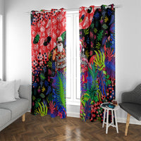 Christmas In July Flamingo Window Curtain Magic Santa Claus Festive Tropical Hawaiian Beach Birds