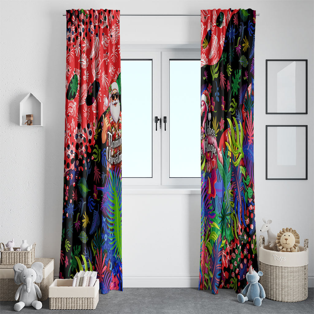 Christmas In July Flamingo Window Curtain Magic Santa Claus Festive Tropical Hawaiian Beach Birds