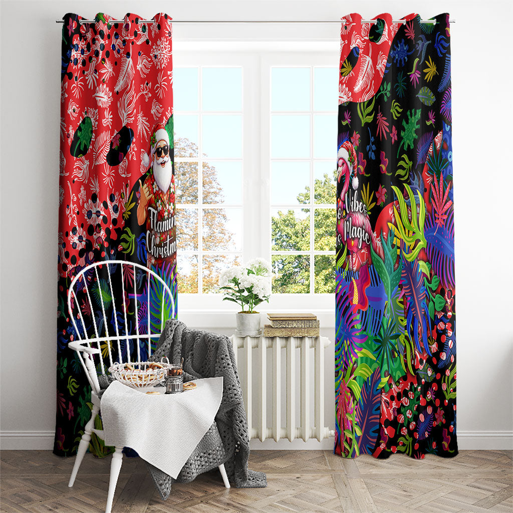 Christmas In July Flamingo Window Curtain Magic Santa Claus Festive Tropical Hawaiian Beach Birds
