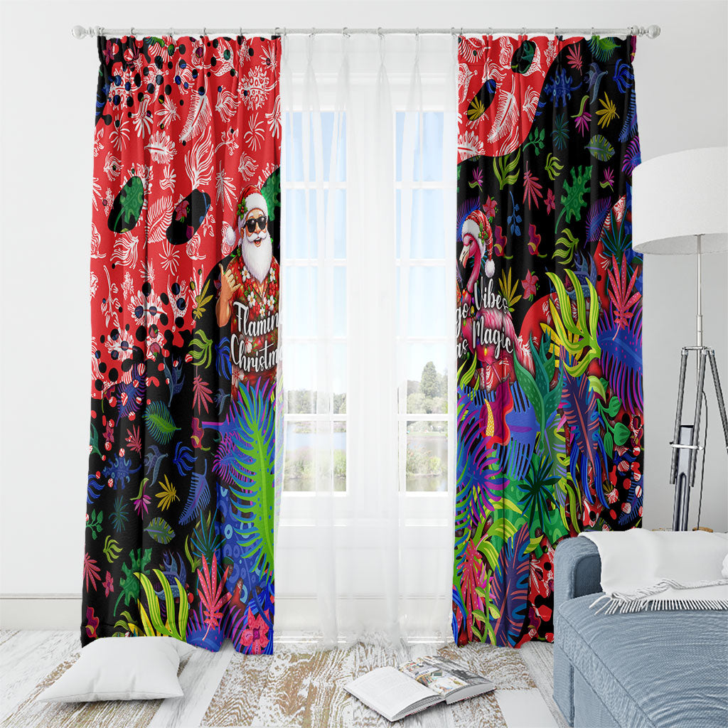 Christmas In July Flamingo Window Curtain Magic Santa Claus Festive Tropical Hawaiian Beach Birds