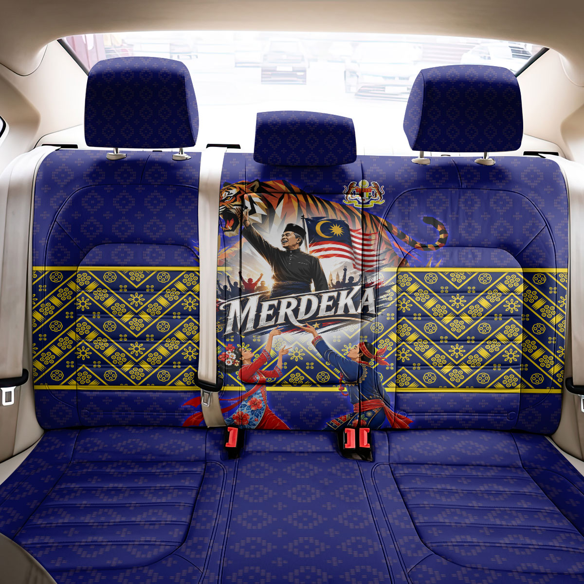 Malaysia Merdeka Independence Day Back Car Seat Cover Patriotic Flag Crescent Moon Star Cultural