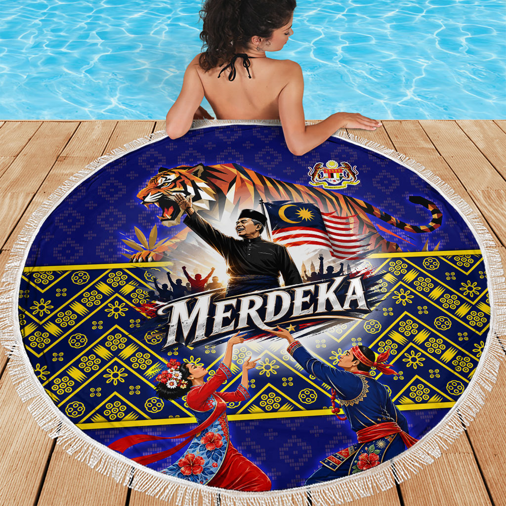 Malaysia Merdeka Independence Day Beach Blanket Patriotic Flag Crescent Moon Star Cultural