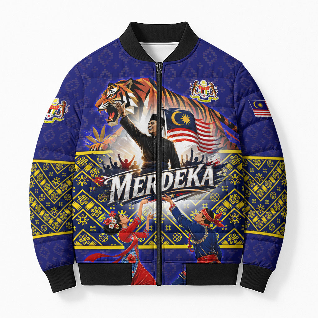 Malaysia Merdeka Independence Day Bomber Puffer Jacket Patriotic Flag Crescent Moon Star Cultural