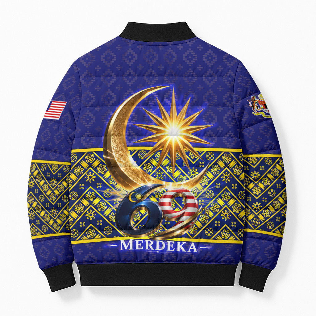 Malaysia Merdeka Independence Day Bomber Puffer Jacket Patriotic Flag Crescent Moon Star Cultural