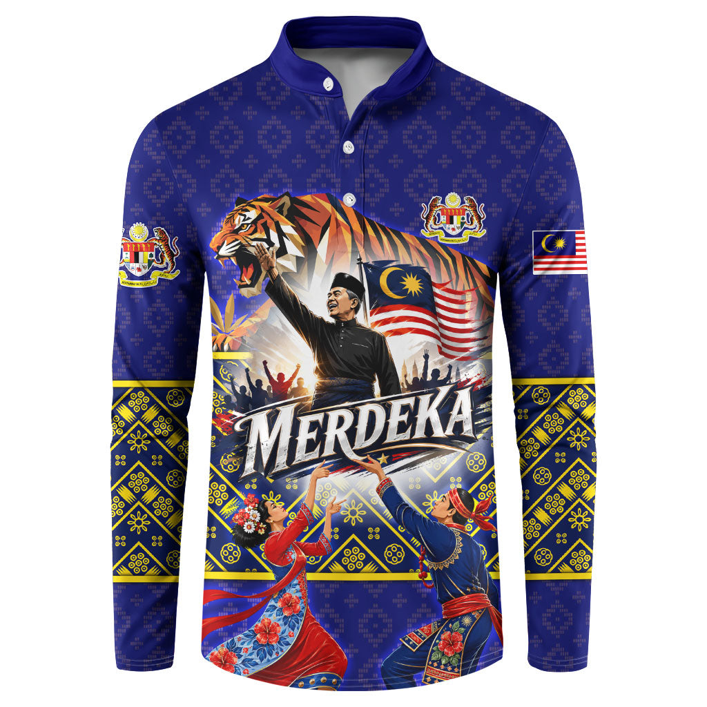 Malaysia Merdeka Independence Day Button Sweatshirt Patriotic Flag Crescent Moon Star Cultural