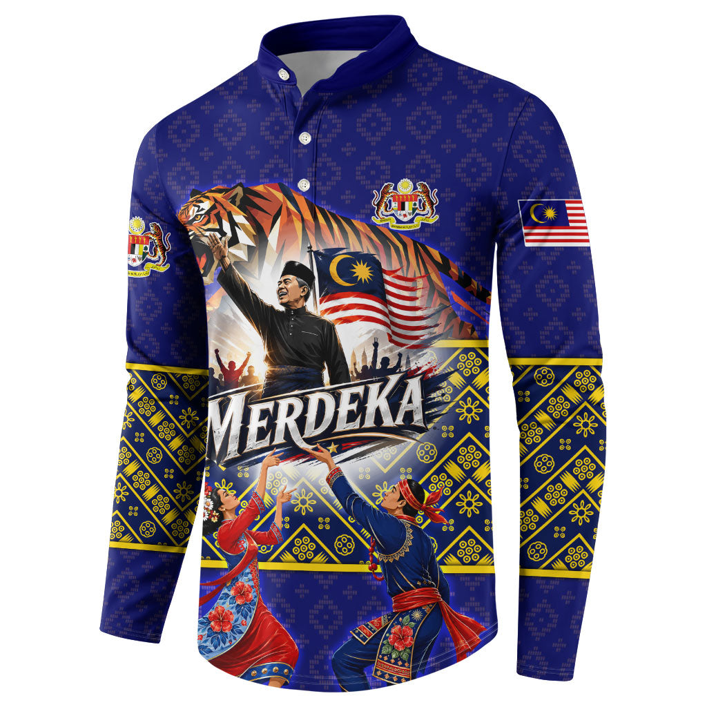 Malaysia Merdeka Independence Day Button Sweatshirt Patriotic Flag Crescent Moon Star Cultural