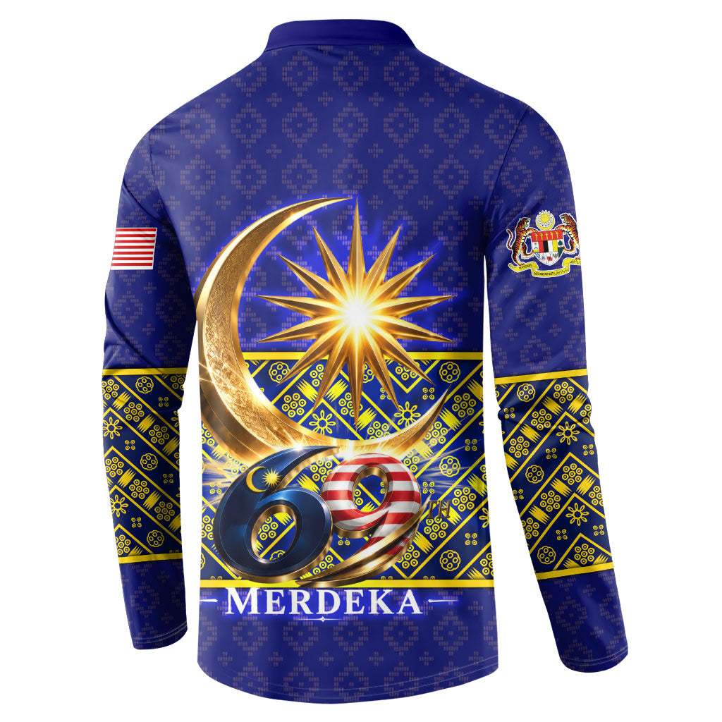 Malaysia Merdeka Independence Day Button Sweatshirt Patriotic Flag Crescent Moon Star Cultural