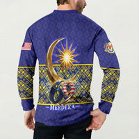 Malaysia Merdeka Independence Day Button Sweatshirt Patriotic Flag Crescent Moon Star Cultural