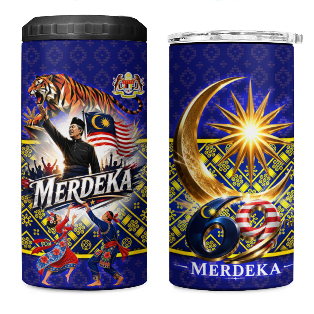 Malaysia Merdeka Independence Day 4 in 1 Can Cooler Tumbler Patriotic Flag Crescent Moon Star Cultural