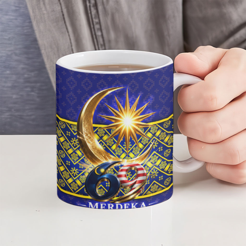 Malaysia Merdeka Independence Day Ceramic Mug Patriotic Flag Crescent Moon Star Cultural