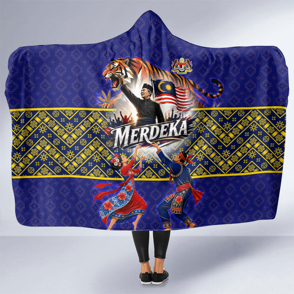 Malaysia Merdeka Independence Day Hooded Blanket Patriotic Flag Crescent Moon Star Cultural