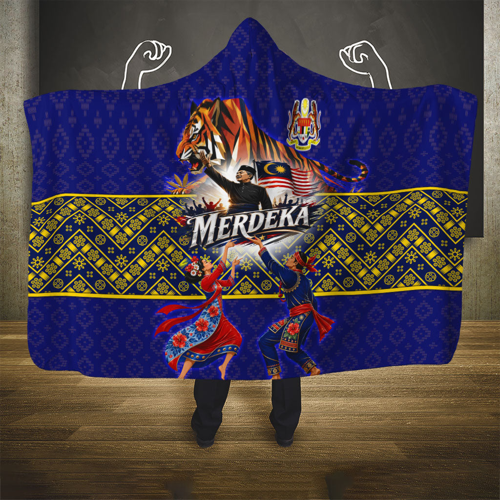 Malaysia Merdeka Independence Day Hooded Blanket Patriotic Flag Crescent Moon Star Cultural