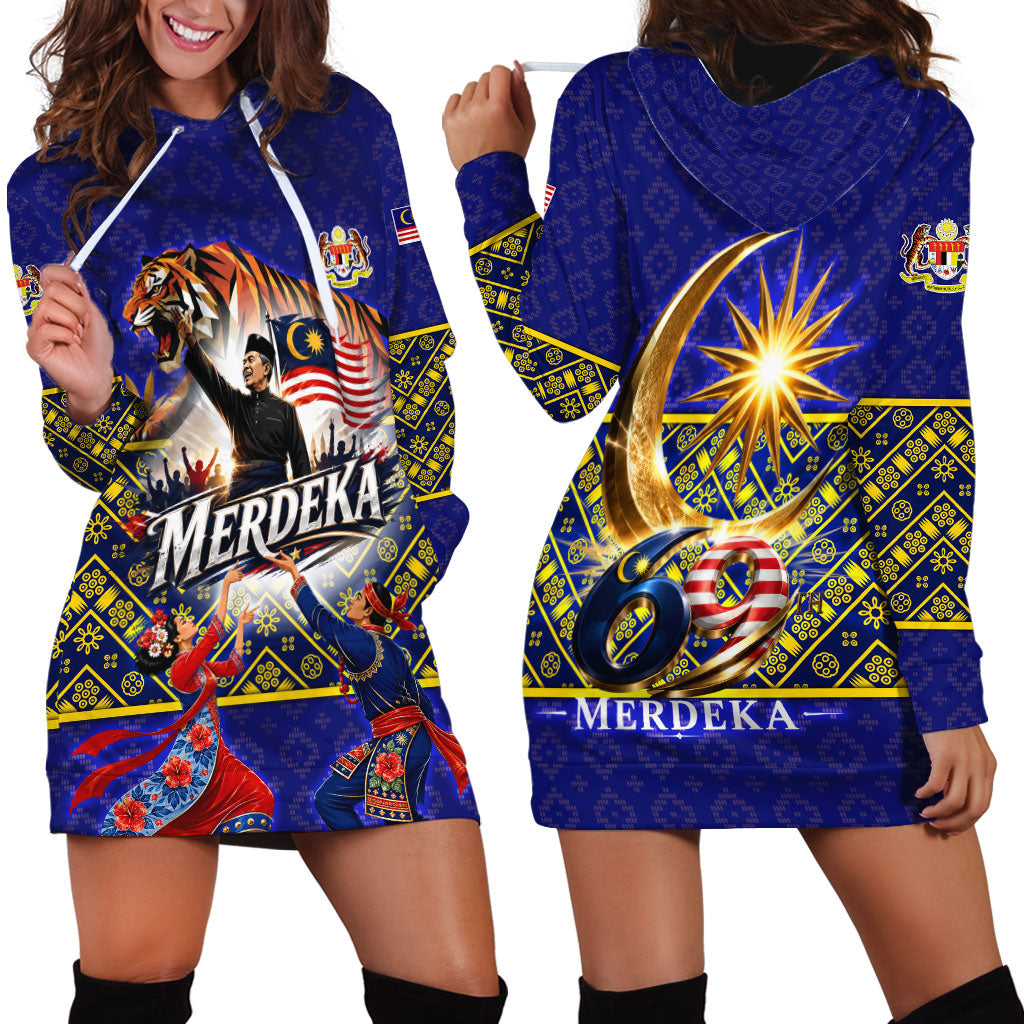 Malaysia Merdeka Independence Day Hoodie Dress Patriotic Flag Crescent Moon Star Cultural