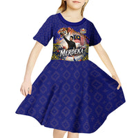 Malaysia Merdeka Independence Day Kid Short Sleeve Dress Patriotic Flag Crescent Moon Star Cultural