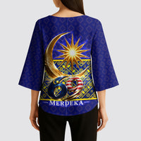 Malaysia Merdeka Independence Day Kimono Sleeve Blouse Patriotic Flag Crescent Moon Star Cultural