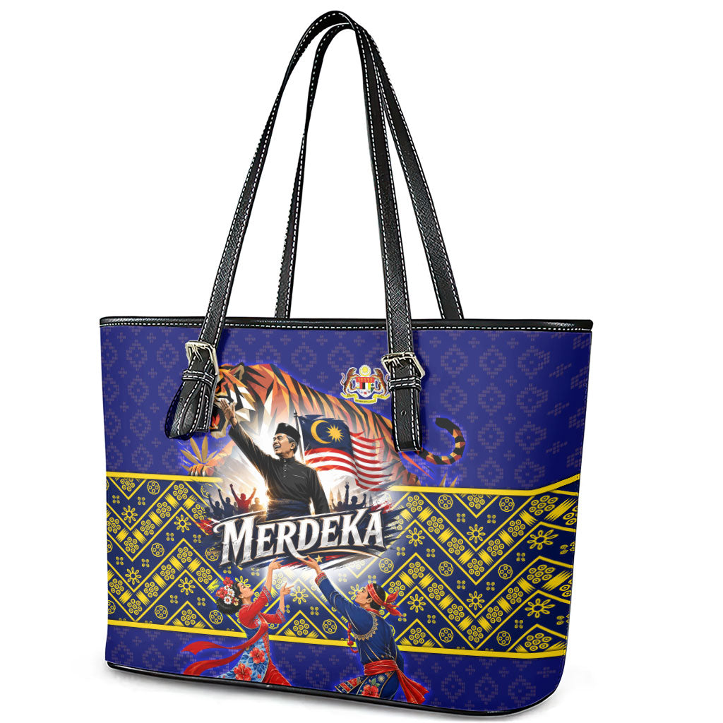 Malaysia Merdeka Independence Day Leather Tote Bag Patriotic Flag Crescent Moon Star Cultural