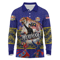 Malaysia Merdeka Independence Day Long Sleeve Polo Shirt Patriotic Flag Crescent Moon Star Cultural