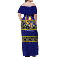 Malaysia Merdeka Independence Day Off Shoulder Maxi Dress Patriotic Flag Crescent Moon Star Cultural