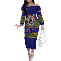 Malaysia Merdeka Independence Day Off The Shoulder Long Sleeve Dress Patriotic Flag Crescent Moon Star Cultural