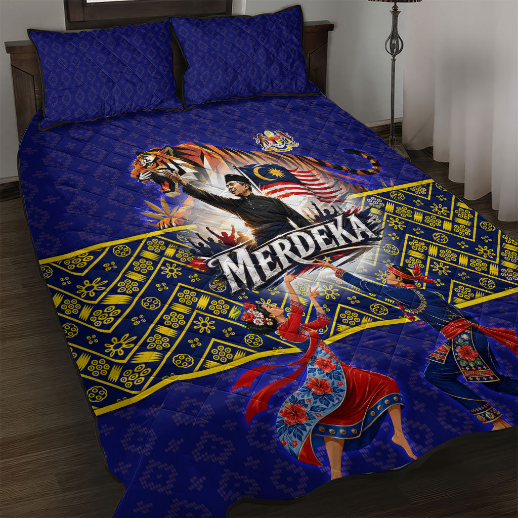 Malaysia Merdeka Independence Day Quilt Bed Set Patriotic Flag Crescent Moon Star Cultural