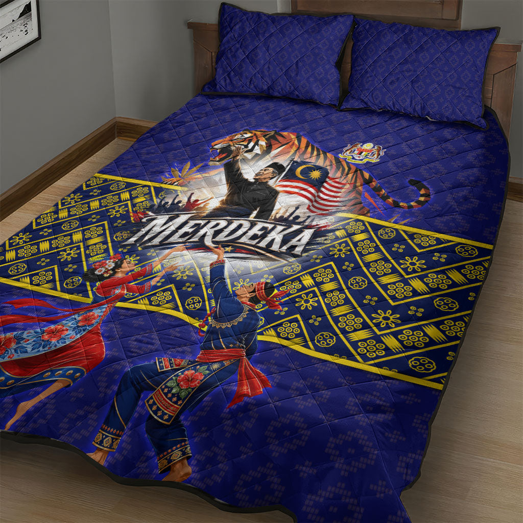 Malaysia Merdeka Independence Day Quilt Bed Set Patriotic Flag Crescent Moon Star Cultural