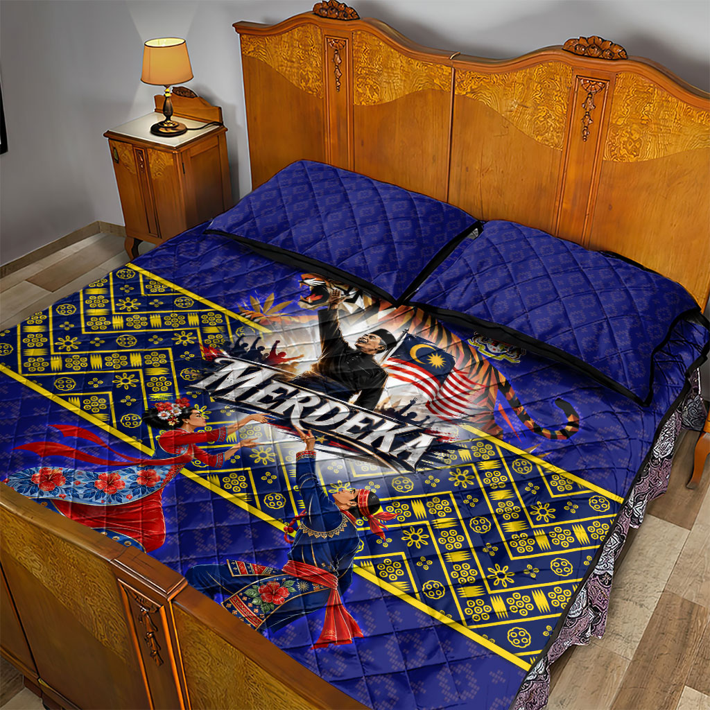 Malaysia Merdeka Independence Day Quilt Bed Set Patriotic Flag Crescent Moon Star Cultural