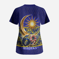 Malaysia Merdeka Independence Day Scrub Top Patriotic Flag Crescent Moon Star Cultural