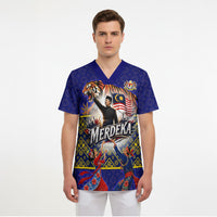 Malaysia Merdeka Independence Day Scrub Top Patriotic Flag Crescent Moon Star Cultural