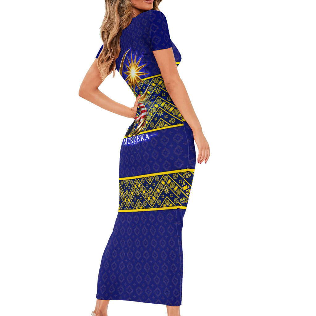 Malaysia Merdeka Independence Day Short Sleeve Bodycon Dress Patriotic Flag Crescent Moon Star Cultural