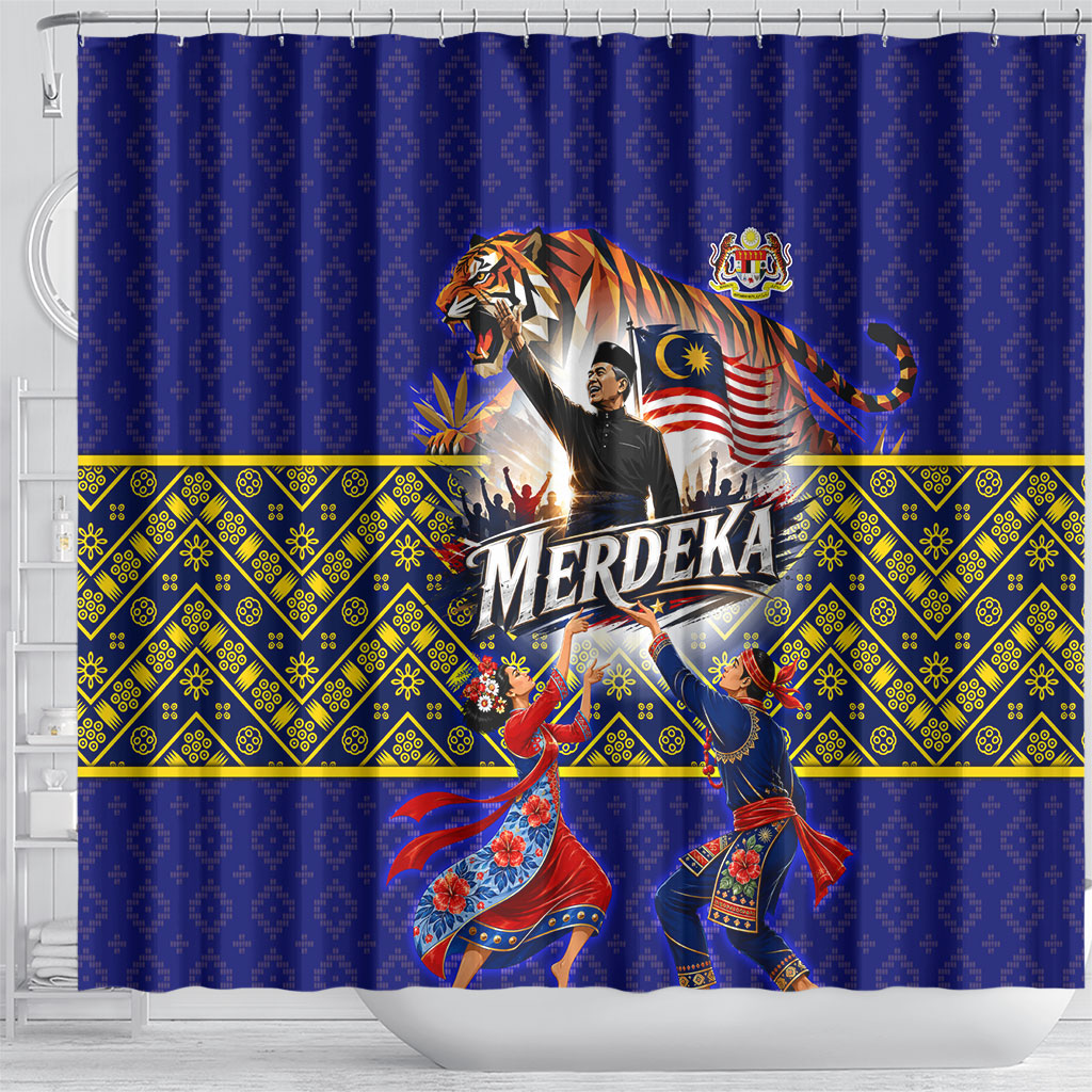 Malaysia Merdeka Independence Day Shower Curtain Patriotic Flag Crescent Moon Star Cultural
