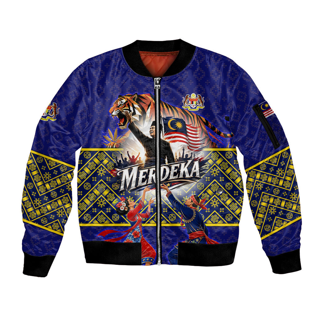 Malaysia Merdeka Independence Day Sleeve Zip Bomber Jacket Patriotic Flag Crescent Moon Star Cultural