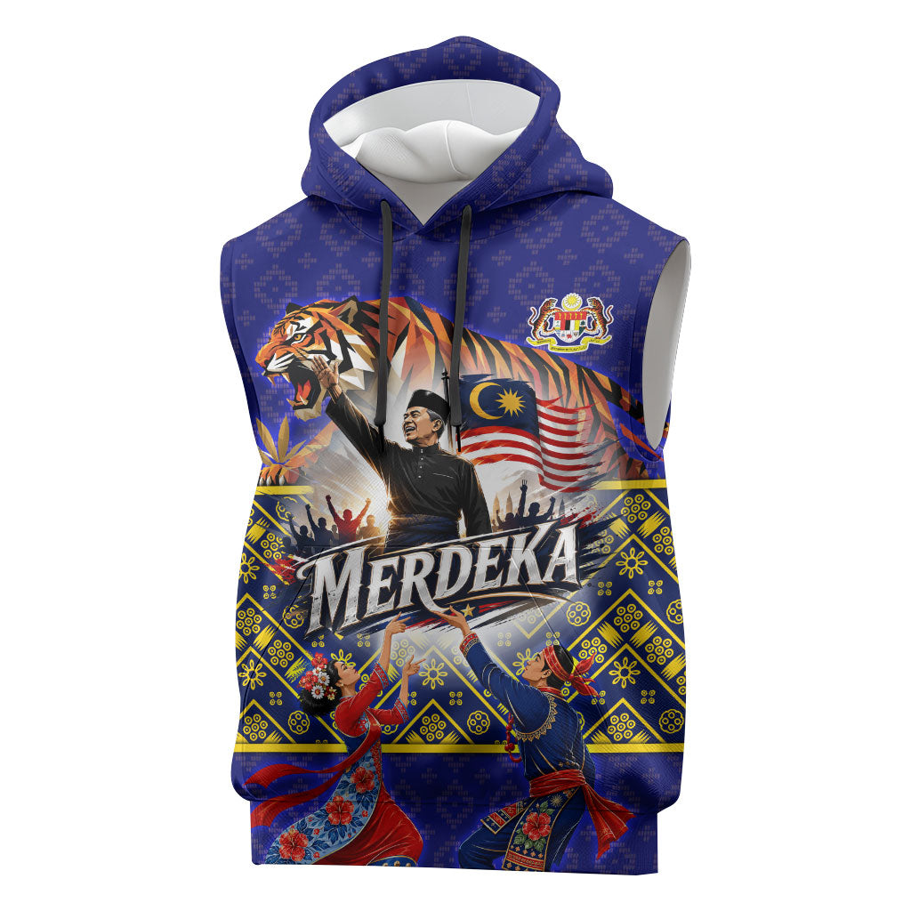 Malaysia Merdeka Independence Day Sleeveless Hoodie Patriotic Flag Crescent Moon Star Cultural