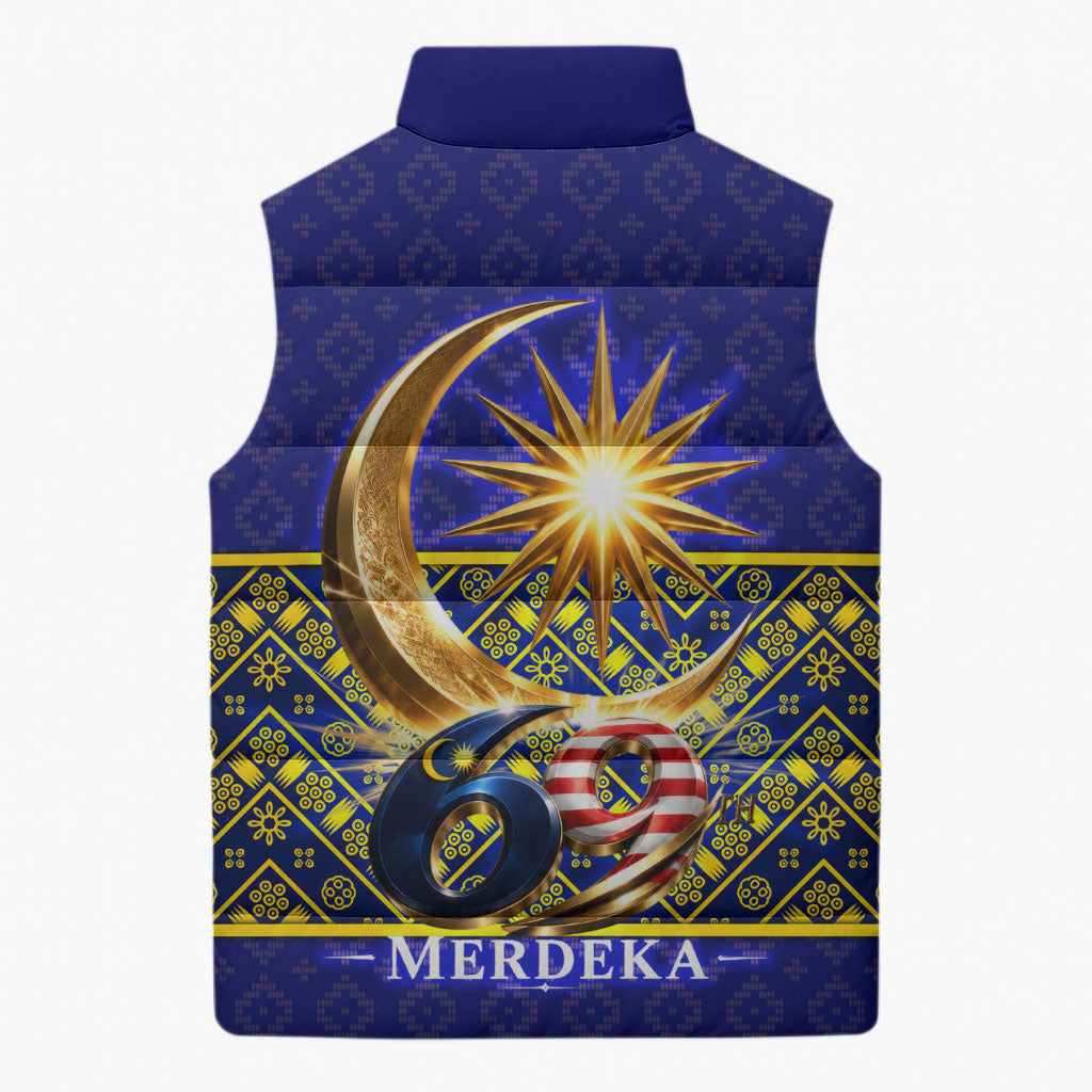 Malaysia Merdeka Independence Day Sleeveless Puffer Jacket Patriotic Flag Crescent Moon Star Cultural