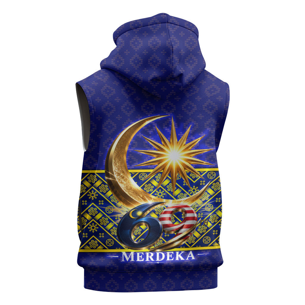 Malaysia Merdeka Independence Day Sleeveless Zip Hoodie Patriotic Flag Crescent Moon Star Cultural