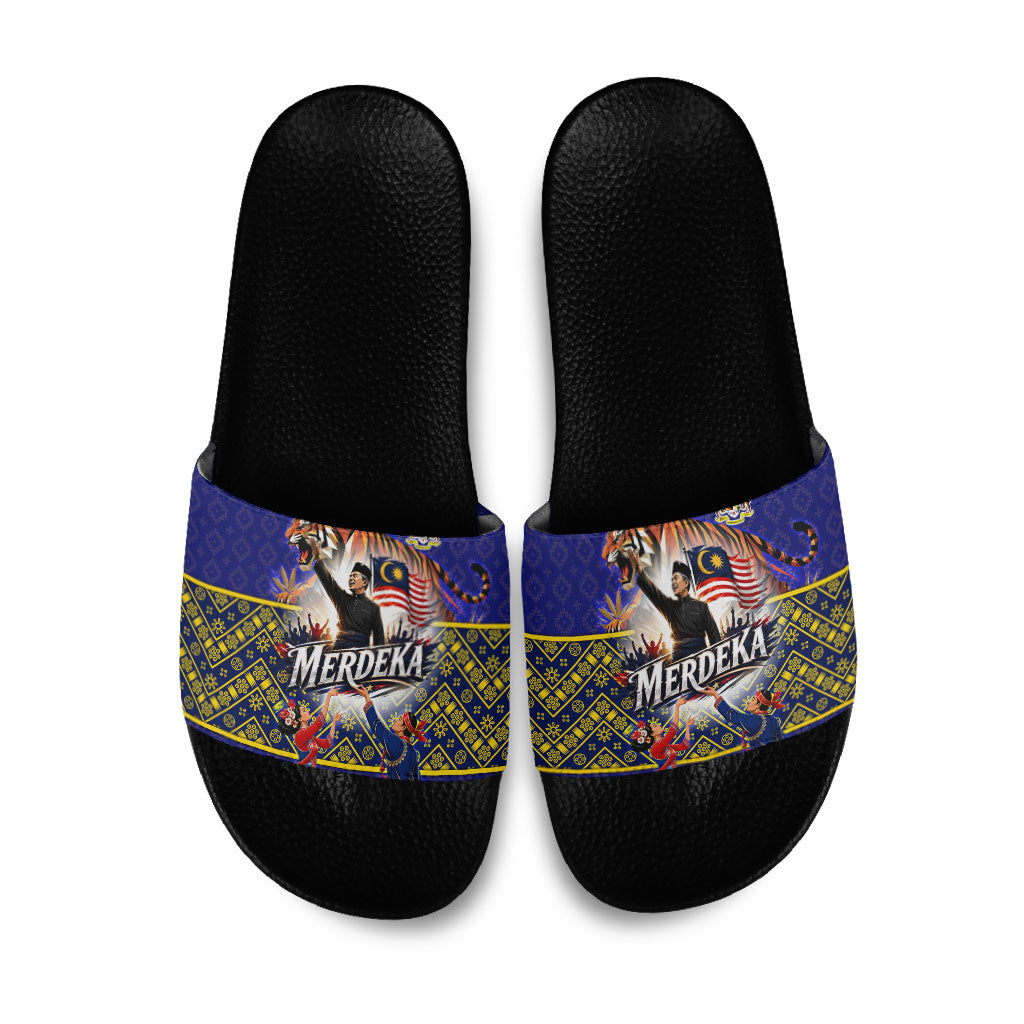Malaysia Merdeka Independence Day Slide Sandals Patriotic Flag Crescent Moon Star Cultural