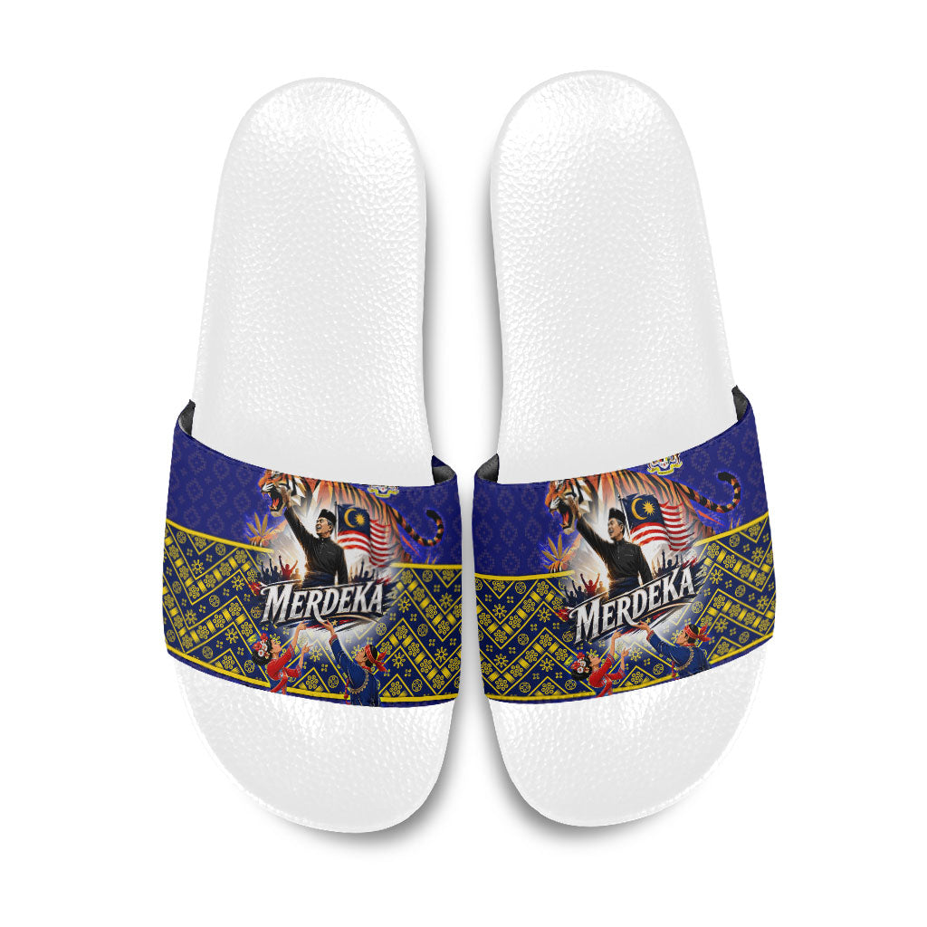 Malaysia Merdeka Independence Day Slide Sandals Patriotic Flag Crescent Moon Star Cultural