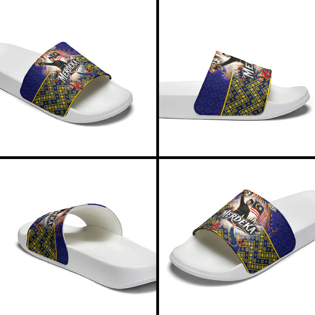 Malaysia Merdeka Independence Day Slide Sandals Patriotic Flag Crescent Moon Star Cultural