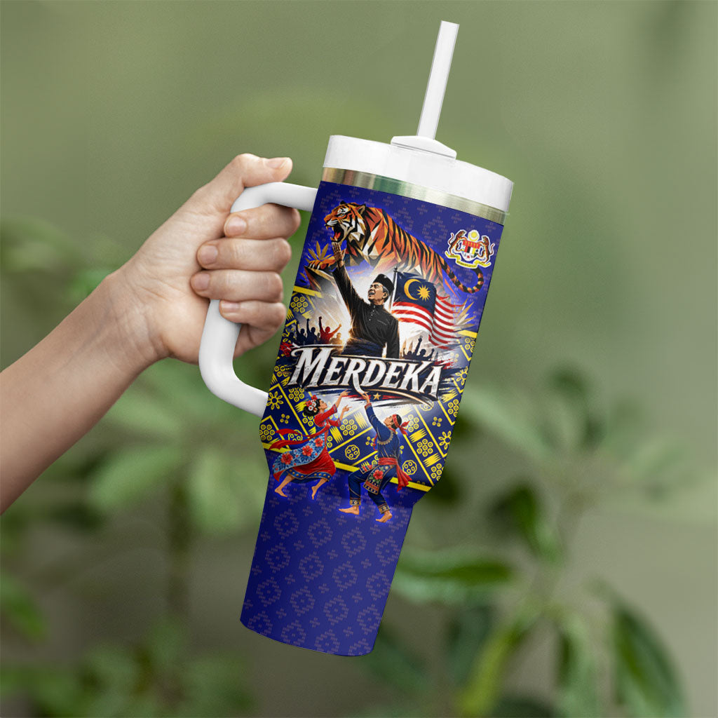 Malaysia Merdeka Independence Day Tumbler With Handle Patriotic Flag Crescent Moon Star Cultural